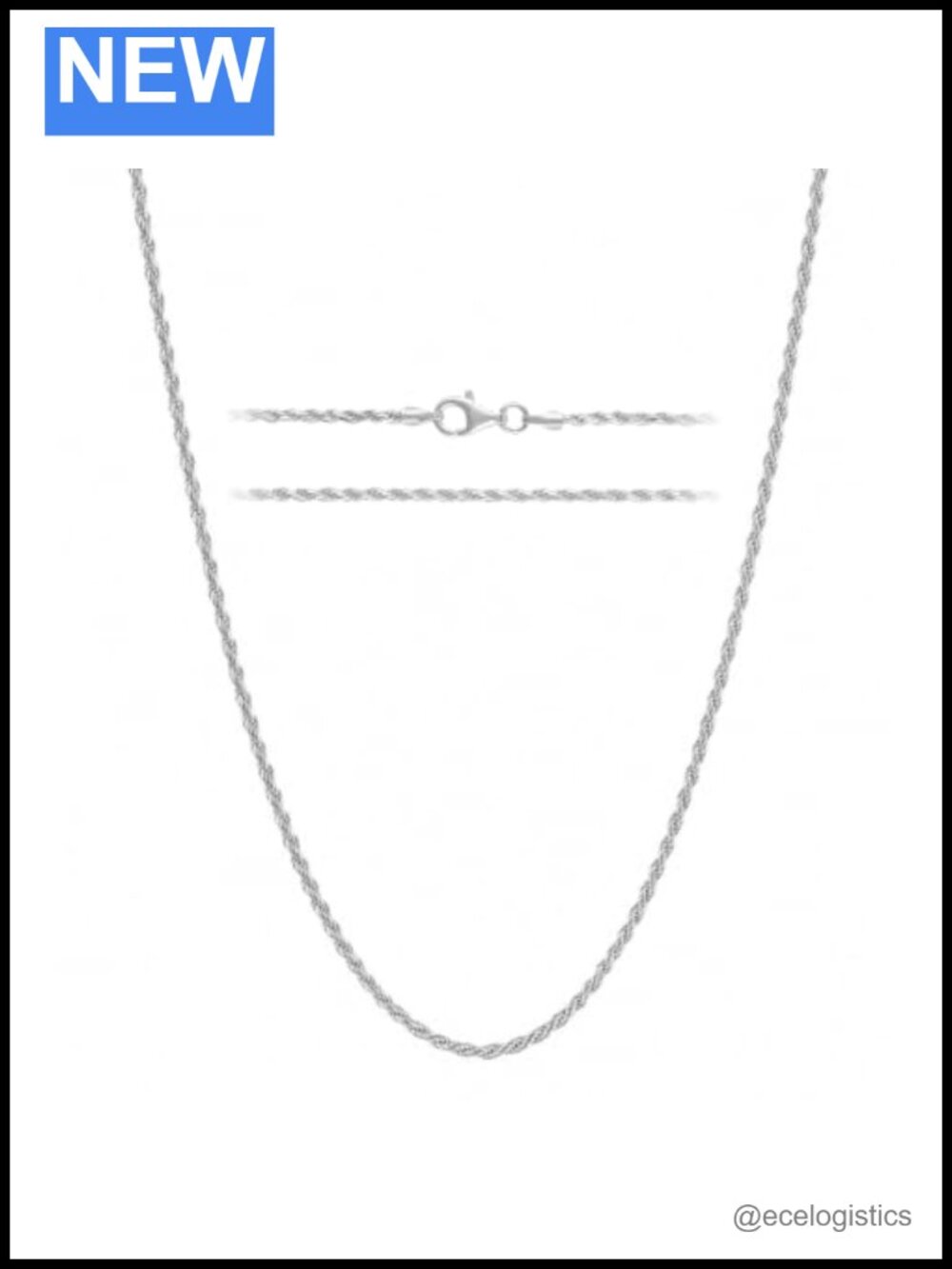 Italian Solid 925 Sterling Silver Rope Chain Necklace Diamond Cut 1.6mm